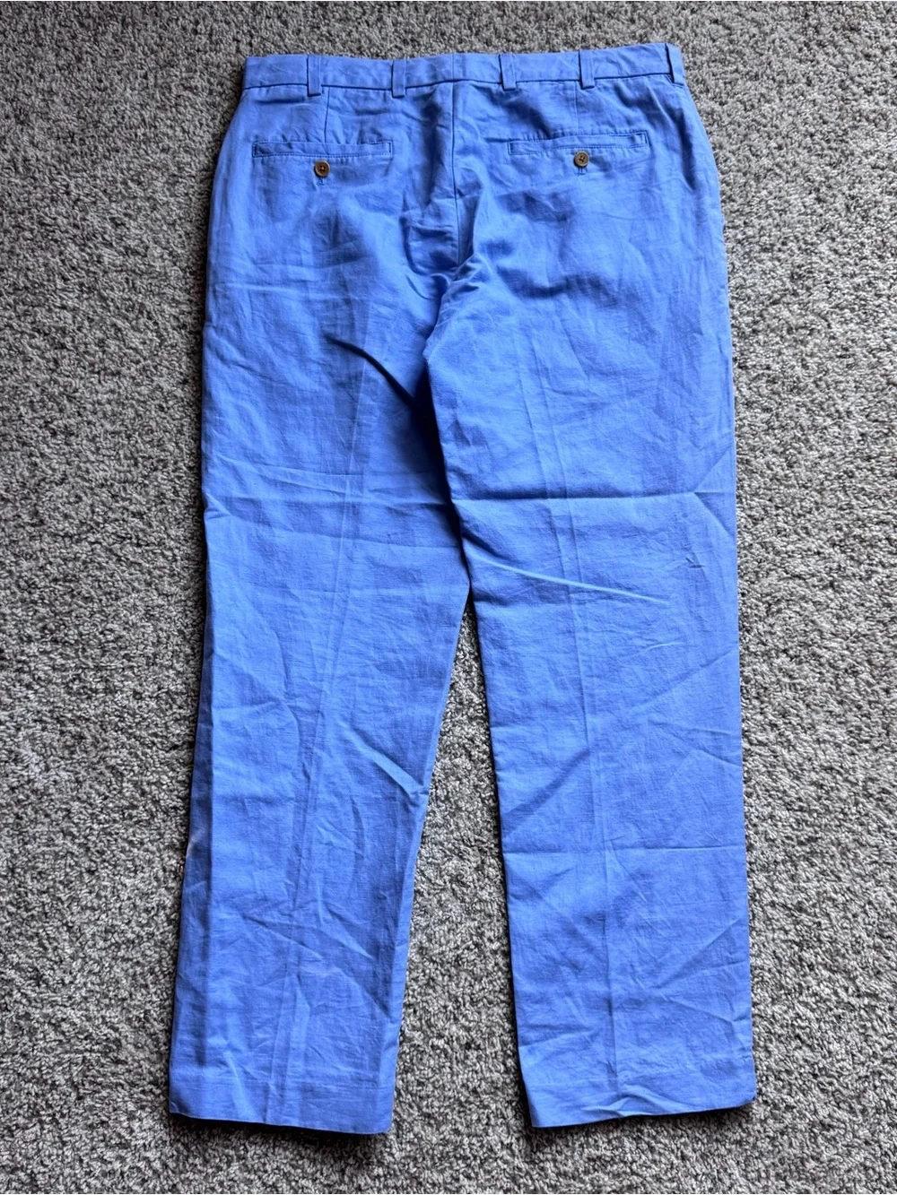 Brooks Brothers Baird McNutt Irish Linen Blue Clark Fit Pants 35W Flat Front
